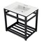 Kingston Brass VWP3122W4A0 31" Ceramic Console Sink (4", 3-Hole), White/Matte Black VWP3122W4A0 - alternate 1